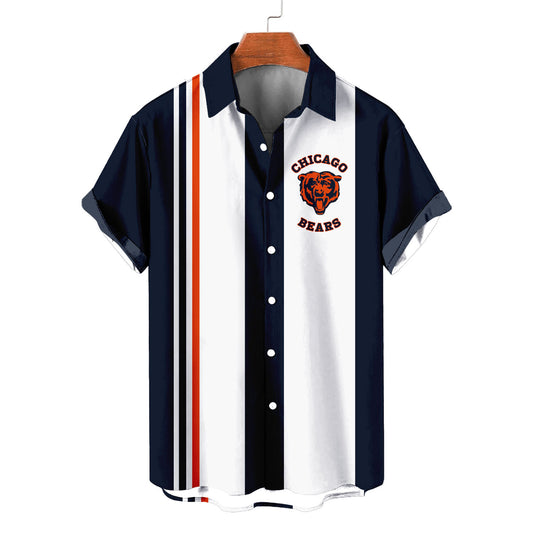 Chicago Bears Striped Short Hawaiian Shirt S1 - Welcome to 2 Aloha