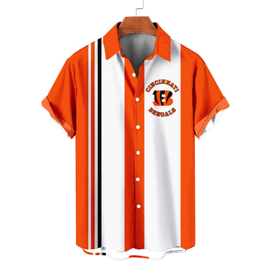 Cincinnati Bengals Striped Short Hawaiian Shirt S1 - Welcome to 2 Aloha