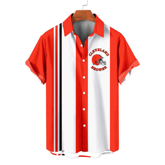 Cleveland Browns Striped Short Hawaiian Shirt S1 - Welcome to 2 Aloha