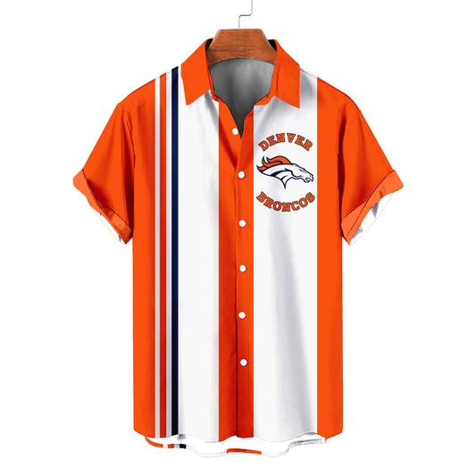 Denver Broncos Striped Short Hawaiian Shirt S1 - Welcome to 2 Aloha