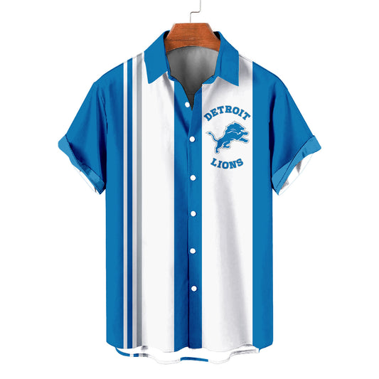 Detroit Lions Striped Short Hawaiian Shirt S1 - Welcome to 2 Aloha