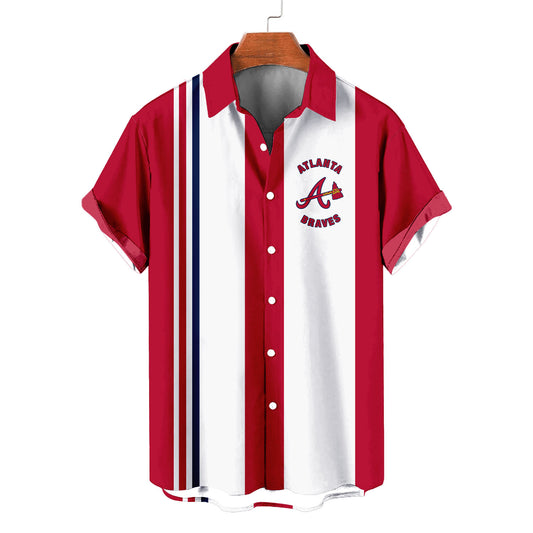 Atlanta Braves Striped Short Hawaiian Shirt MLB S1 - Welcome to 2 Aloha