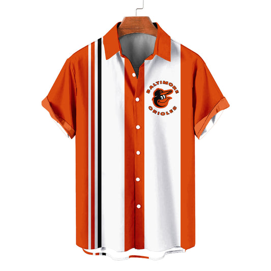 Baltimore Orioles Striped Short Hawaiian Shirt MLB S1 - Welcome to 2 Aloha