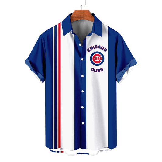 Chicago Cubs Striped Short Hawaiian Shirt MLB S1 - Welcome to 2 Aloha
