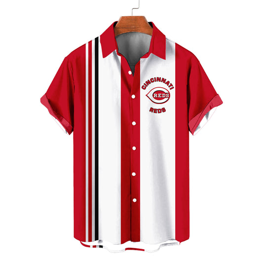Cincinnati Reds Striped Short Hawaiian Shirt MLB S1 - Welcome to 2 Aloha