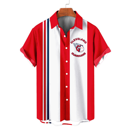 Cleveland Guardians Striped Short Hawaiian Shirt MLB S1 - Welcome to 2 Aloha