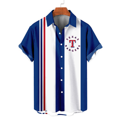 Texas Rangers Striped Short Hawaiian Shirt MLB S1 - Welcome to 2 Aloha