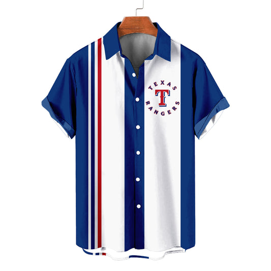 Texas Rangers Striped Short Hawaiian Shirt MLB S1 - Welcome to 2 Aloha