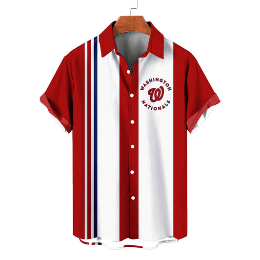 Washington Nationals Striped Short Hawaiian Shirt MLB S1 - Welcome to 2 Aloha