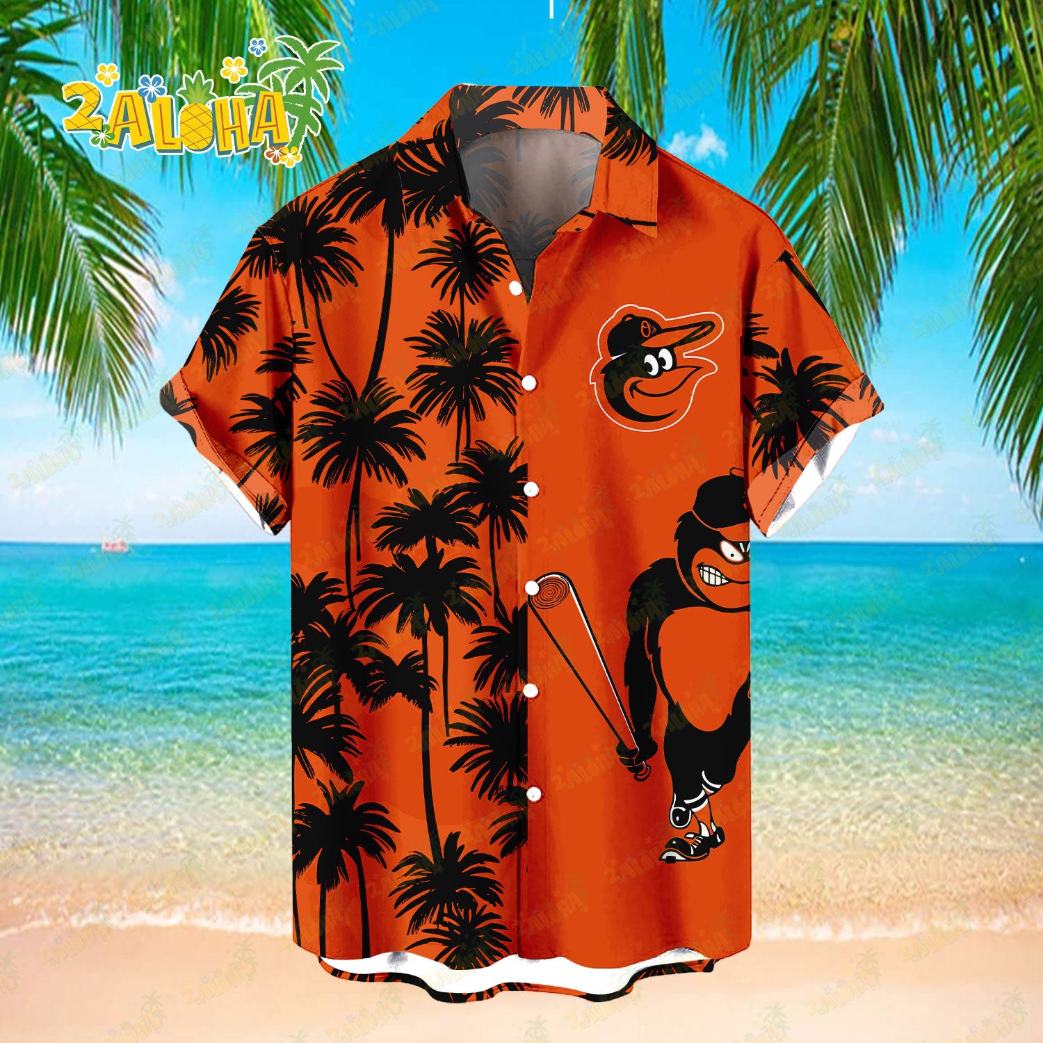 Baltimore Orioles Tropic Coconut Tree Hawaiian Shirt MLB S2 - Welcome to 2 Aloha