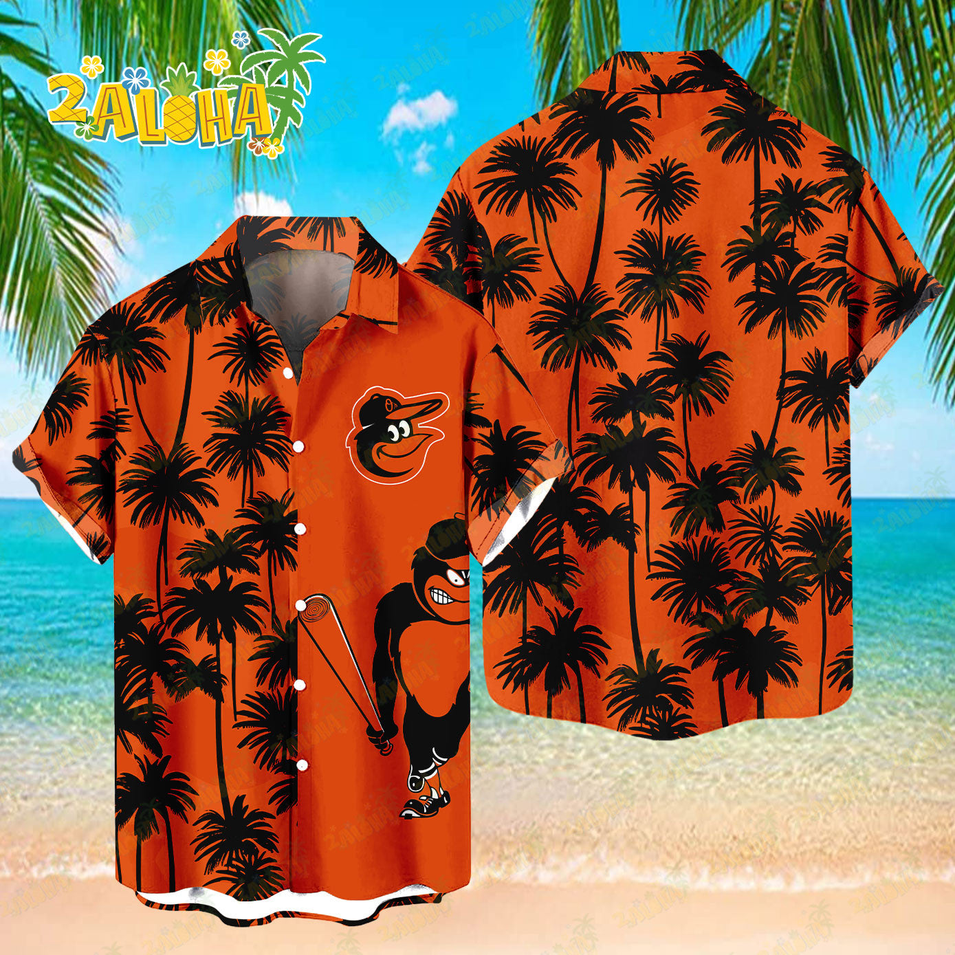 Baltimore Orioles Tropic Coconut Tree Hawaiian Shirt MLB S2 - Welcome to 2 Aloha