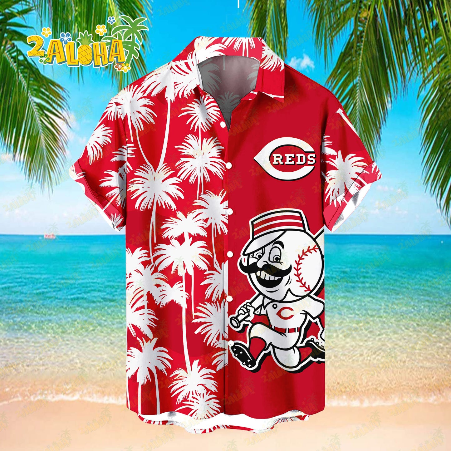 Cincinnati Reds Tropic Coconut Tree Hawaiian Shirt MLB S2 - Welcome to 2 Aloha