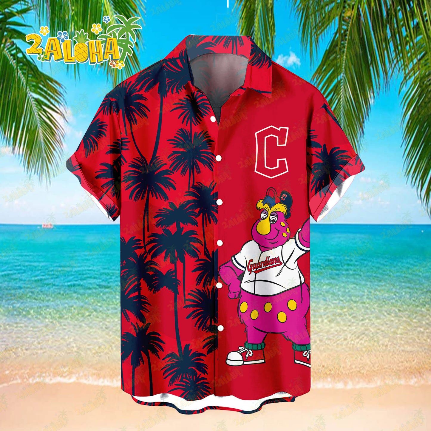 Cleveland Guardians Tropic Coconut Tree Hawaiian Shirt MLB S2 - Welcome to 2 Aloha