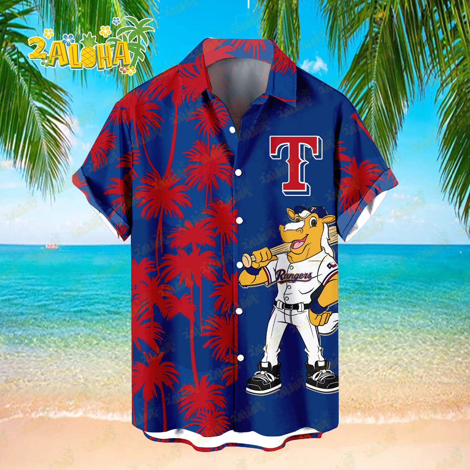 Texas Rangers Tropic Coconut Tree Hawaiian Shirt MLB S2 - Welcome to 2 Aloha