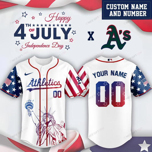 Athletics (Your Name & Number) Baseball Jersey Nicegift BBJ-K3N1