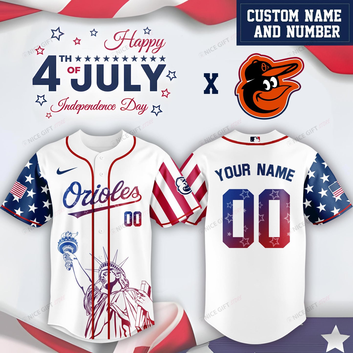 Baltimore Orioles (Your Name & Number) Baseball Jersey Nicegift BBJ-V7H8