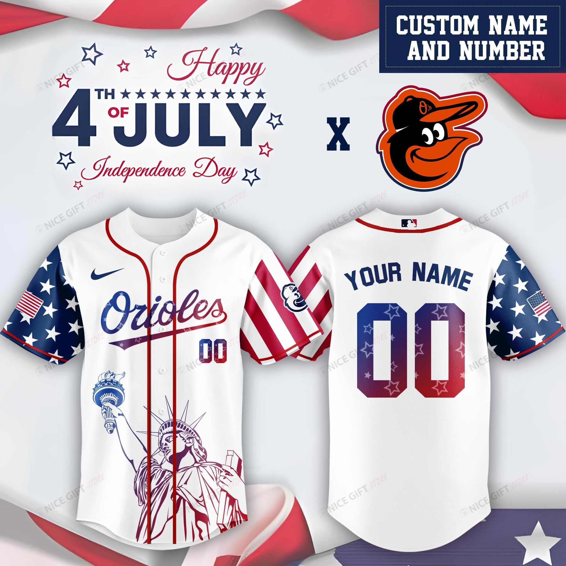 Baltimore Orioles (Your Name & Number) Baseball Jersey Nicegift BBJ-V7H8