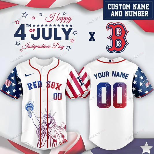 Boston Red Sox (Your Name & Number) Baseball Jersey Nicegift BBJ-A4C6