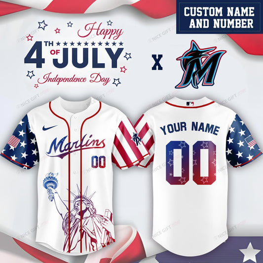Miami Marlins (Your Name & Number) Baseball Jersey Nicegift BBJ-R3I4