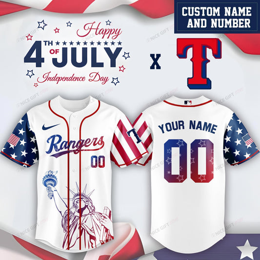 Texas Rangers (Your Name & Number) Baseball Jersey Nicegift BBJ-O3R0