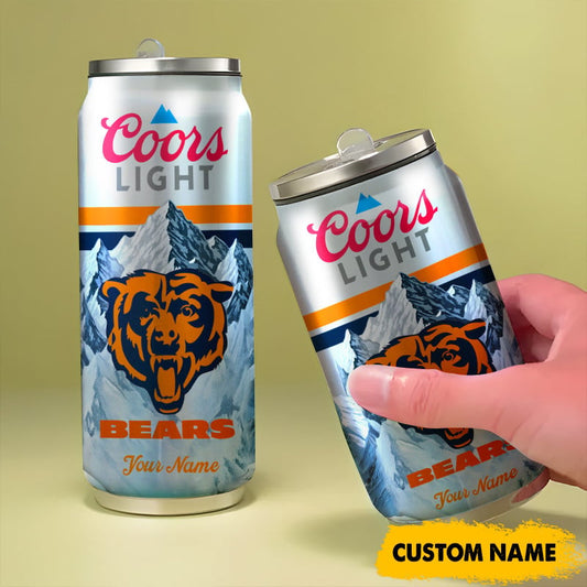 Chicago Bears American Football & CoorsLight Can Tumbler Custom Any Name Gifts