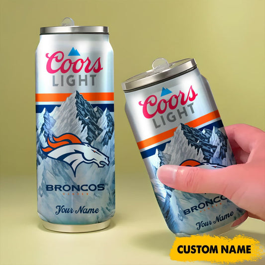 Denver Broncos American Football & CoorsLight Can Tumbler Custom Any Name Gifts