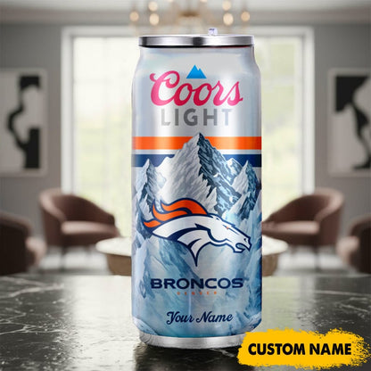 Denver Broncos American Football & CoorsLight Can Tumbler Custom Any Name Gifts