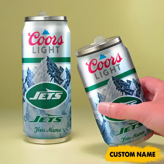 New York Jets American Football & CoorsLight Can Tumbler Custom Any Name Gifts