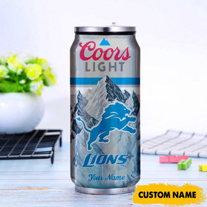 Detroit Lions American Football & CoorsLight Can Tumbler Custom Any Name Gifts