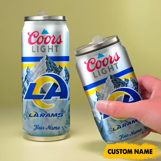 Los Angeles Rams American Football & CoorsLight Can Tumbler Custom Any Name Gifts