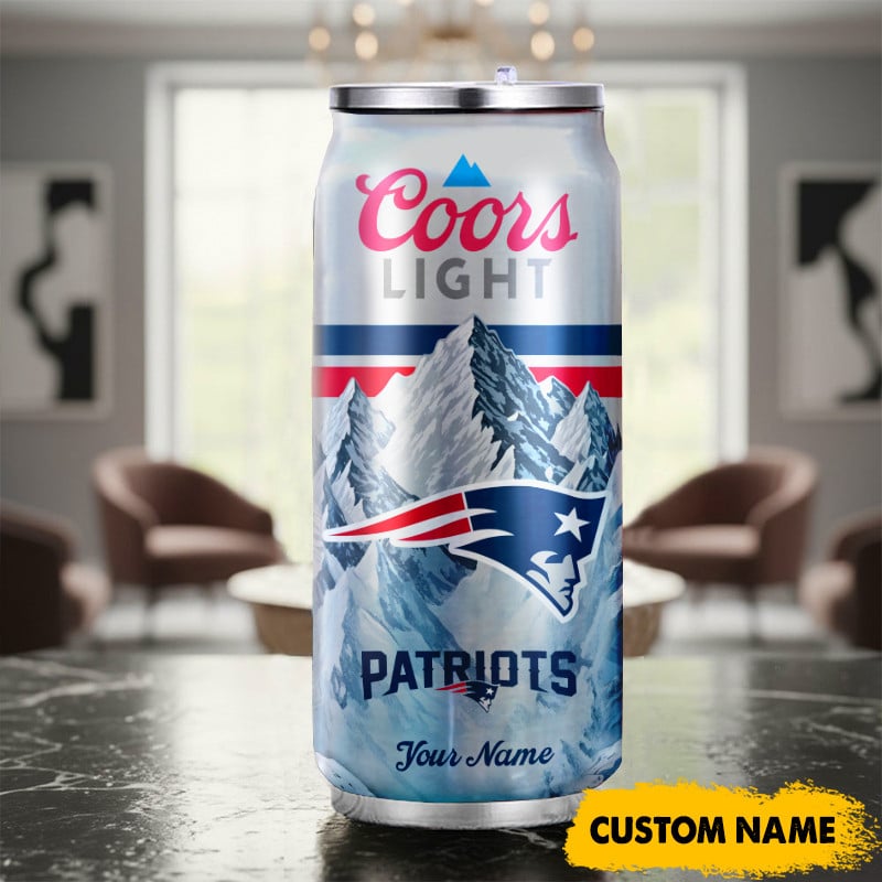 New England Patriots American Football & CoorsLight Can Tumbler Custom Any Name Gifts