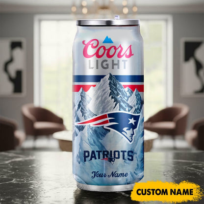 New England Patriots American Football & CoorsLight Can Tumbler Custom Any Name Gifts