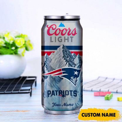 New England Patriots American Football & CoorsLight Can Tumbler Custom Any Name Gifts