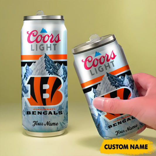 Cincinnati Bengals American Football & CoorsLight Can Tumbler Custom Any Name Gifts
