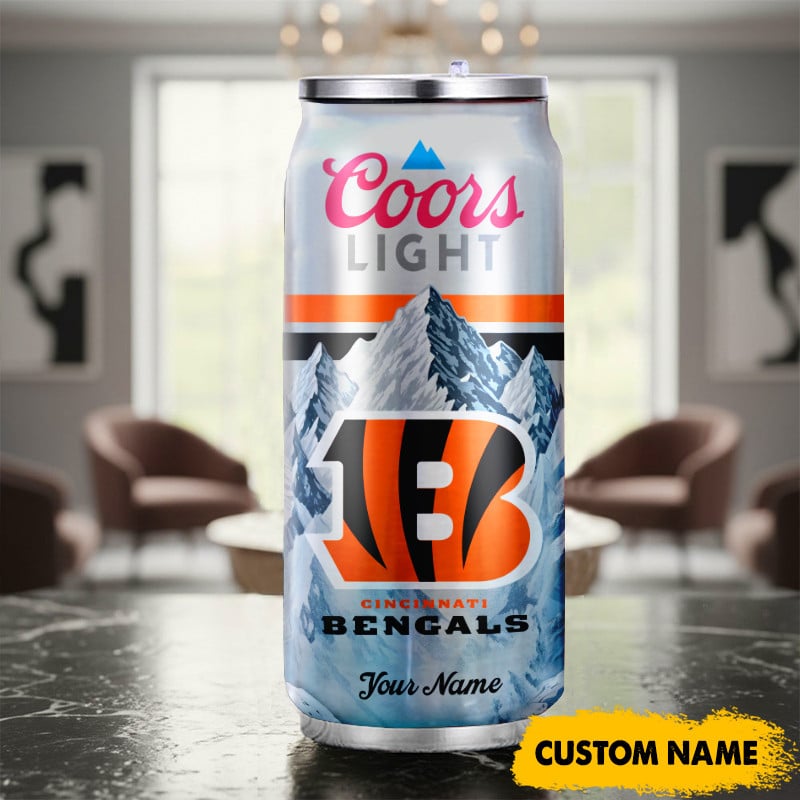 Cincinnati Bengals American Football & CoorsLight Can Tumbler Custom Any Name Gifts