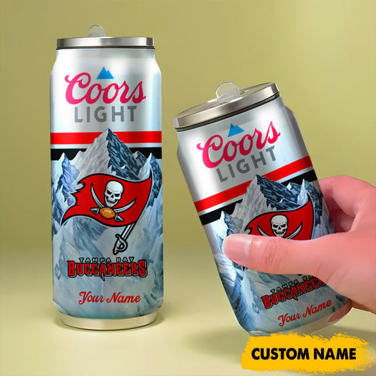 Tampa Bay Buccaneers American Football & CoorsLight Can Tumbler Custom Any Name Gifts