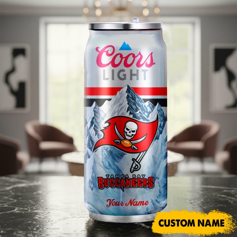 Tampa Bay Buccaneers American Football & CoorsLight Can Tumbler Custom Any Name Gifts