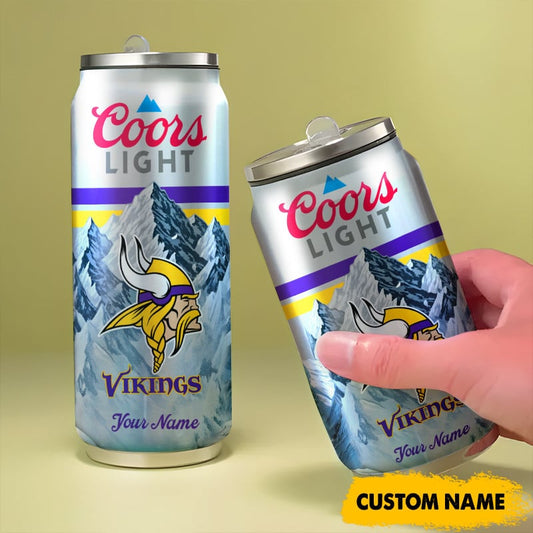Minnesota Vikings American Football & CoorsLight Can Tumbler Custom Any Name Gifts