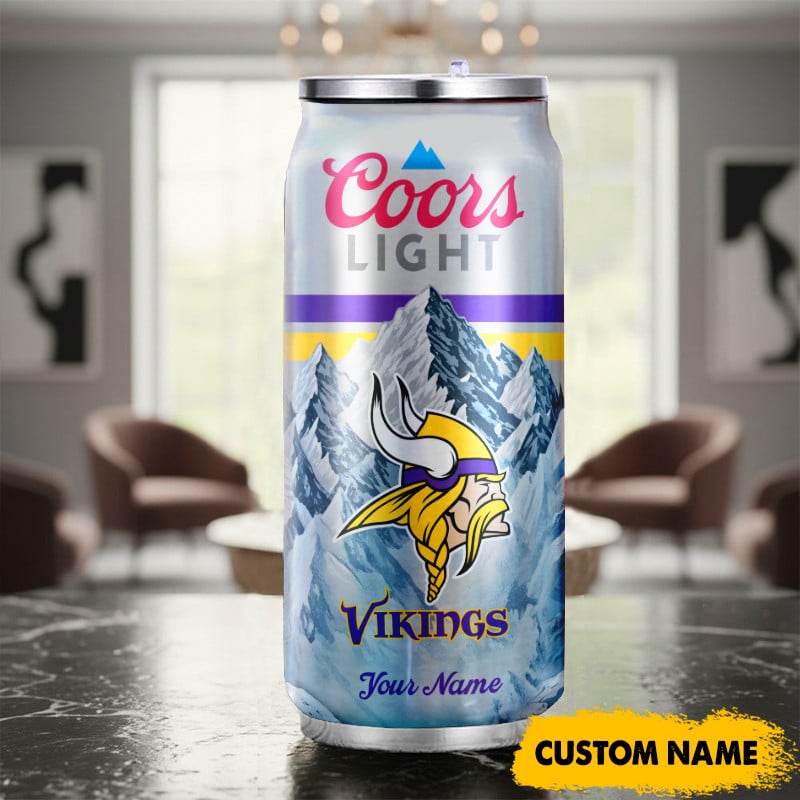 Minnesota Vikings American Football & CoorsLight Can Tumbler Custom Any Name Gifts
