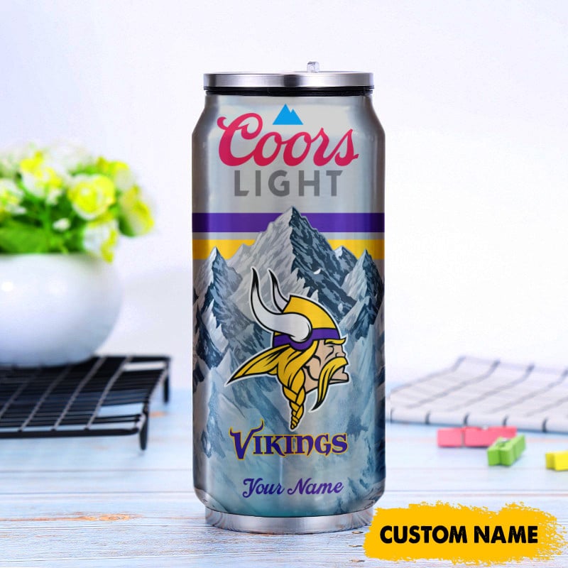 Minnesota Vikings American Football & CoorsLight Can Tumbler Custom Any Name Gifts