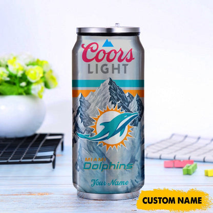 Miami Dolphins American Football & CoorsLight Can Tumbler Custom Any Name Gifts