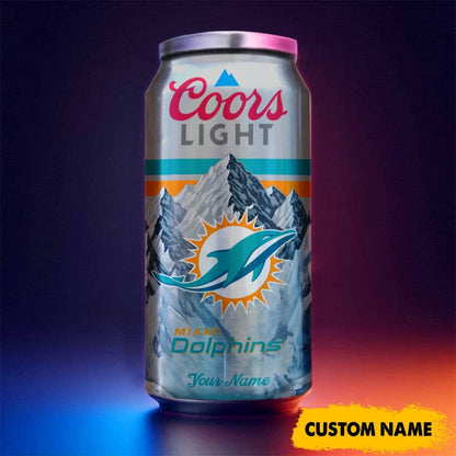 Miami Dolphins American Football & CoorsLight Can Tumbler Custom Any Name Gifts
