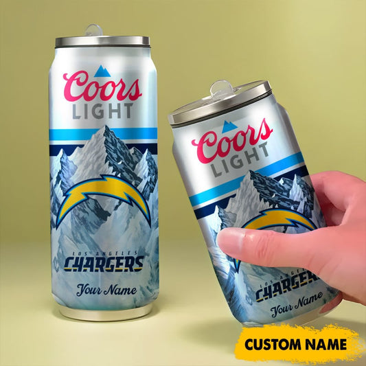 Los Angeles Chargers American Football & CoorsLight Can Tumbler Custom Any Name Gifts