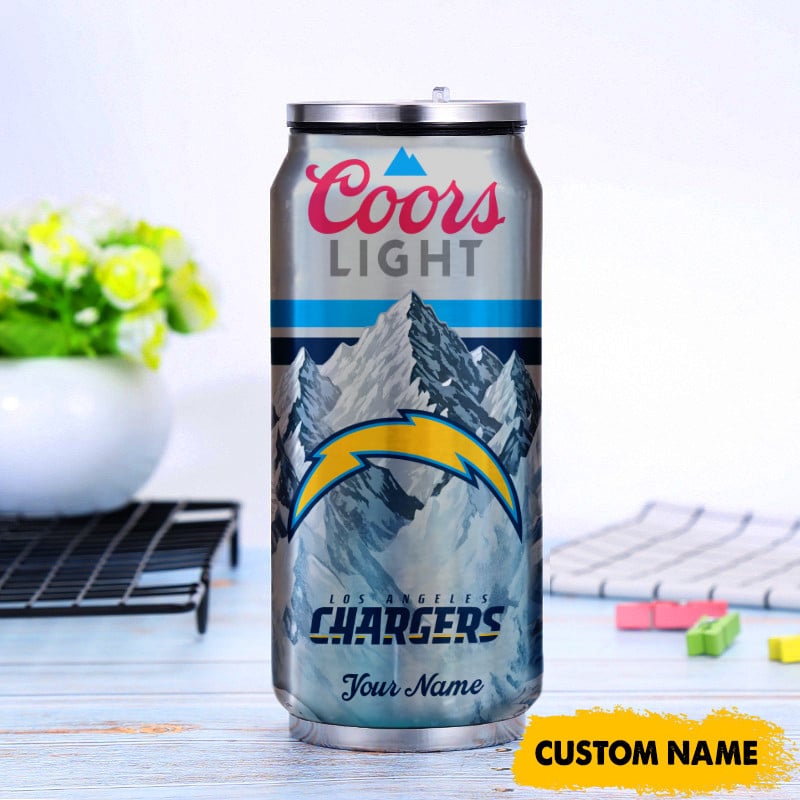 Los Angeles Chargers American Football & CoorsLight Can Tumbler Custom Any Name Gifts