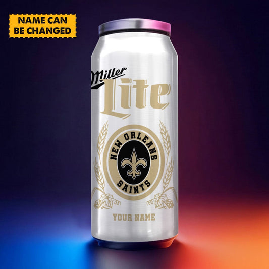 New Orleans Saints NFL Team Mix MilterLite Beer Can Tumbler Custom Any Name Gifts For Fan