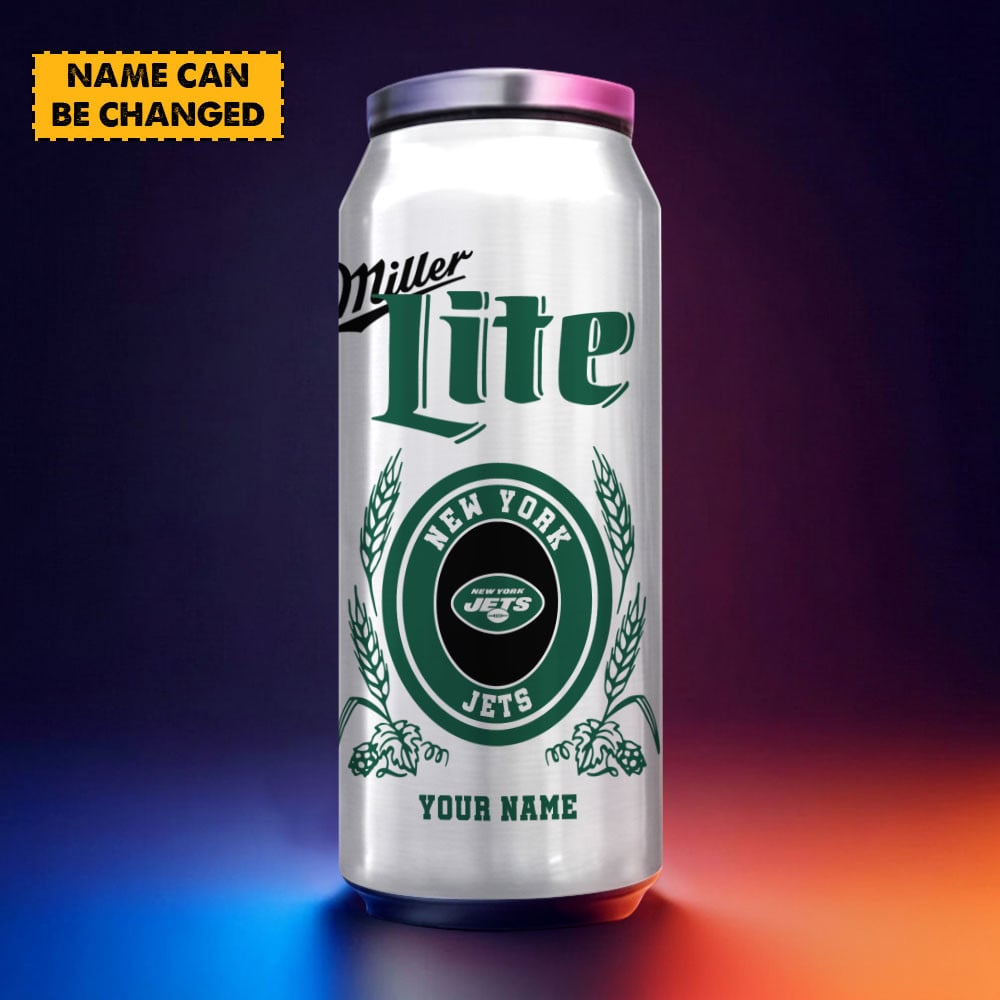 New York Jets NFL Team Mix MilterLite Beer Can Tumbler Custom Any Name Gifts For Fan