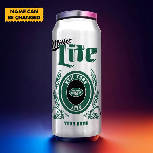 New York Jets NFL Team Mix MilterLite Beer Can Tumbler Custom Any Name Gifts For Fan