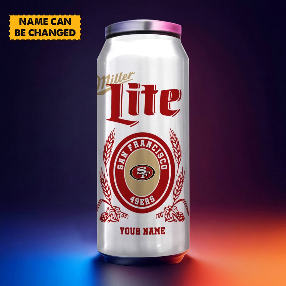 San Francisco 49ers NFL Team Mix MilterLite Beer Can Tumbler Custom Any Name Gifts For Fan
