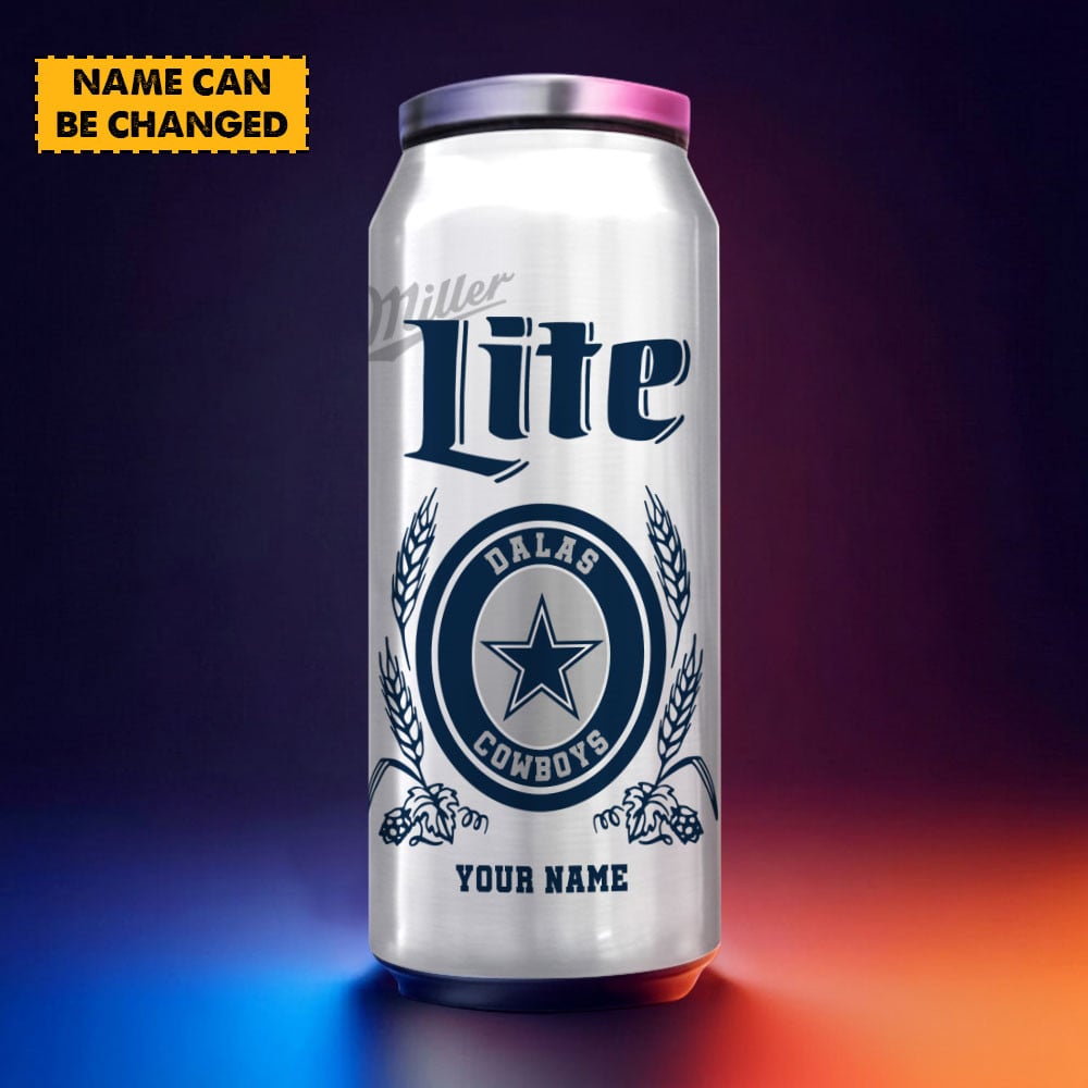 Dallas Cowboys NFL Team Mix MilterLite Beer Can Tumbler Custom Any Name Gifts For Fan