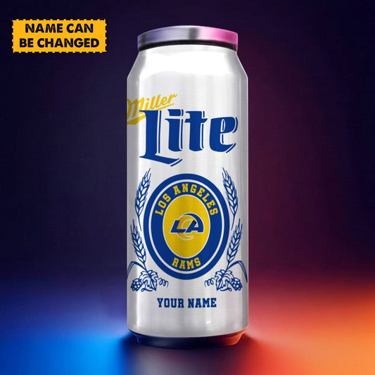 Los Angeles Rams NFL Team Mix MilterLite Beer Can Tumbler Custom Any Name Gifts For Fan